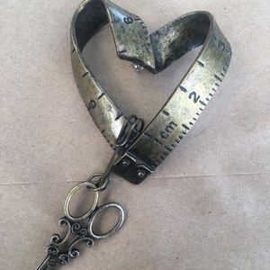 Measuring Tape & Scissors Heart Brooch